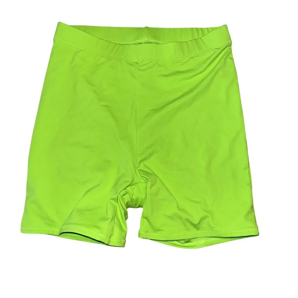 NWOT Skims Signature Swim Mid Waist Neon Green Biker Shorts Women's X-Small XS